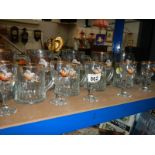 A collection of glasses featuring a pheasant motif