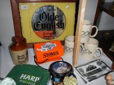 An Olde English strong cyder pub mirror and quantity of breweriana