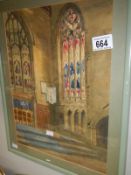 A 20th century watercolour of St Botolph's Boston Stump by Pearson