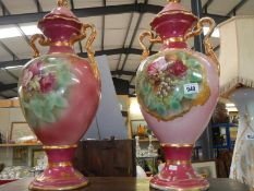 A large pair of Victorian china vases 1 a/f