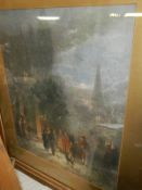 A framed and glazed print of the Carol Singers (Dodgson)