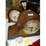 A Napoleon Hat mantel clock and a Smiths Enfield mantel clock (with keys)