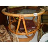 A round bamboo table