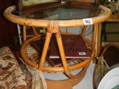 A round bamboo table