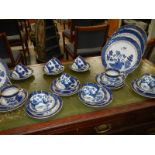 A quantity of blue and white china