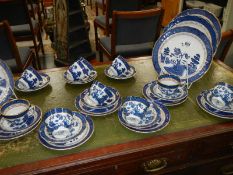 A quantity of blue and white china