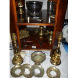 A quantity of brass and silver plate etc.