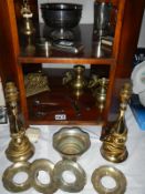 A quantity of brass and silver plate etc.