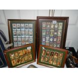 4 framed and glazed lots of cigarette cards, first world war allied leaders,