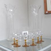 2 fluted glass vases