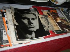 An interesting lot of old books, magazines, photos including Adam Faith, Meccano magazine,