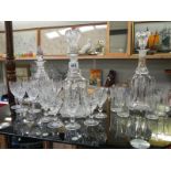 3 Victorian decanters each with 6 glasses