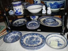 A quantity of blue and white china