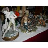 3 large Capodimonte Naples figurines, 1 signed by Tyche Tosca,