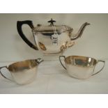 A good 3 piece silver plate tea set. In good condition.