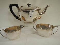 A good 3 piece silver plate tea set. In good condition.