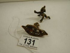 An antique bronze seal (possibly 18th century) and a small bronze figure.