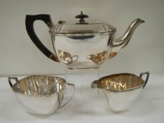 A 3 piece silver plate tea set in good condition.