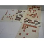 A collection of penny red stamps together with 2 penny blue stamps.