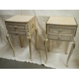 A pair of French style 2 drawer bedsides on cabriole legs.