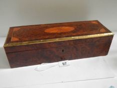 An inlaid birds eye maple glove box.