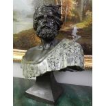 A very heavy signed bronze bust, approximatley 28" tall, signed Claudio.
