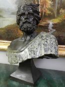 A very heavy signed bronze bust, approximatley 28" tall, signed Claudio.