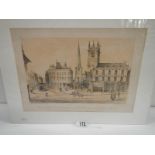 A set of 3 framed and glazed architectural prints of Shrewsbury. Published by W Wilde, Shrewsbury.