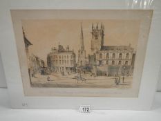 A set of 3 framed and glazed architectural prints of Shrewsbury. Published by W Wilde, Shrewsbury.