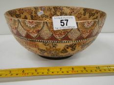 A mid to late 20th century hand painted bowl, 9.5" diameter.