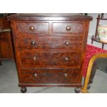 A Victorian 2 over 3 pine chest of drawers