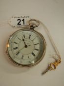 A large silver second chronograph pocket watch, in working order and complete.