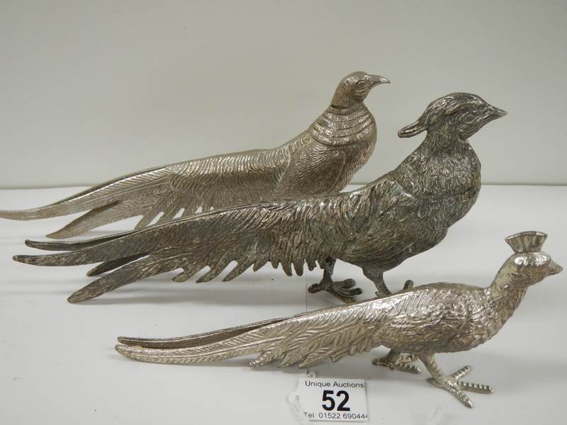 A pair of silver plated pheasants and one other. - Image 3 of 3