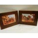 2 good Highway prints in oak frames, 12" x 15".