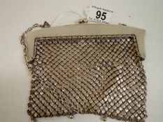 An unusual silver plate evening purse, no marks.