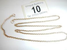 A long 9ct gold chain weight 4g length 21 inches