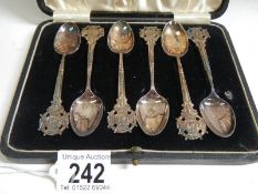 A cased set of commemorative spoons for the Miniature Rifle Society.