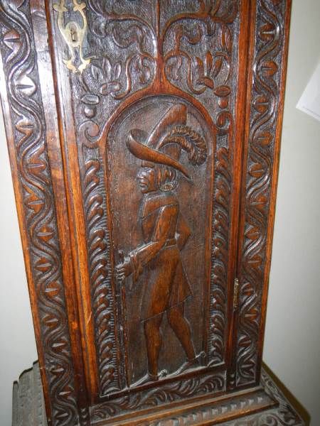 A heavily carved 8 day brass faced Grandfather clock by Geo. Raphams, Brigg. - Image 2 of 7
