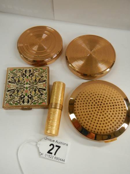 4 good quality powder compacts including Stratton and a lipstick holder. - Image 3 of 6