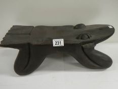 An old Chinese wooden stool, 17" long x 6" high.