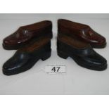 2 pairs of miniature gent's leather shoes, possibly traveller's samples.