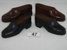 2 pairs of miniature gent's leather shoes, possibly traveller's samples.