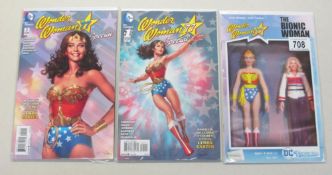 2 DC comics Wonder Woman77 Special comics and Wonder Woman 77 & The Bionic Woman action figure