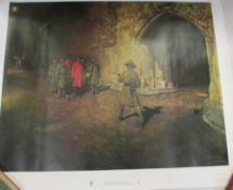 4 signed unframed prints including Terence Cuneo Ceremony of the Keys,