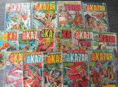 A collection of 15 1970s Bronze Age Ka-Zar Lord of the Jungle comics issues 6-20
