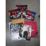 A quantity of James Bond books & 3 x 007 Die cast cars