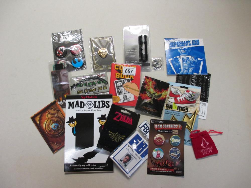 A good collection of promotional and collectables badges, pins, etc including X-Files,
