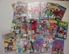 A collection of 33 Thor comics including 377-378,390,408,411 x2, 416, 428, 431, 429, 450, 432 x2,