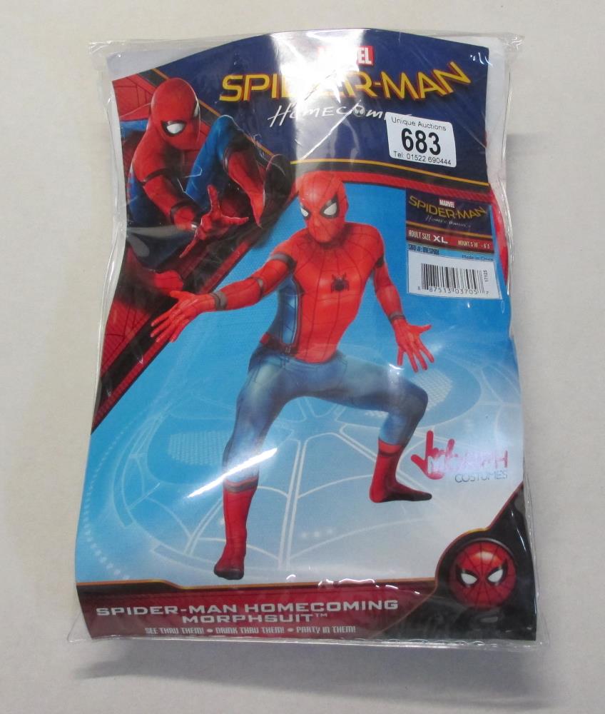 An adult XL Spider-man Homecoming Morpsuit costume