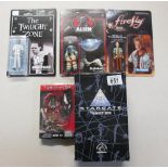 Sci-fi and film related action figures and collectables including Kane from Alien,